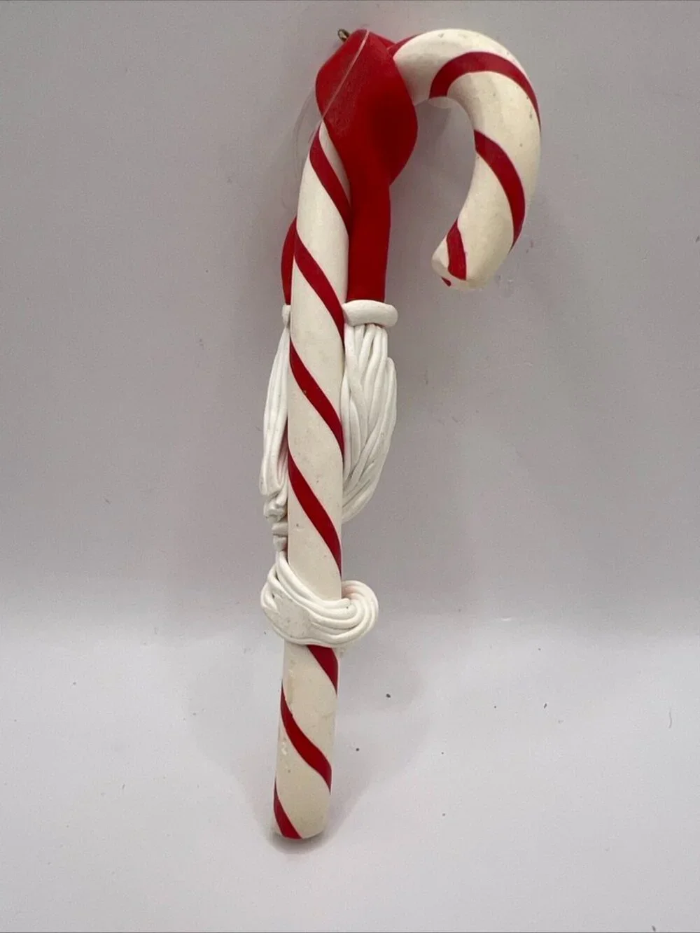 Candy Cane with Santa Face Christmas Ornament Rubber Cartoon Santa 7”